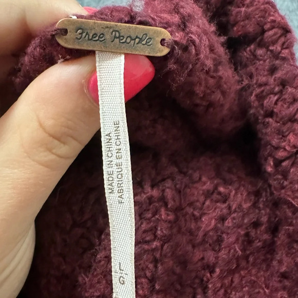 Free people womens honey bunny knit crop sweater top size large red cotton blend - Picture 5 of 5